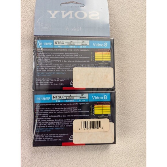 Sony 8mm Standard Video Cassette Tape 120 Min (2 Pack) P6-120MP Video 8 - Picture 2 of 2